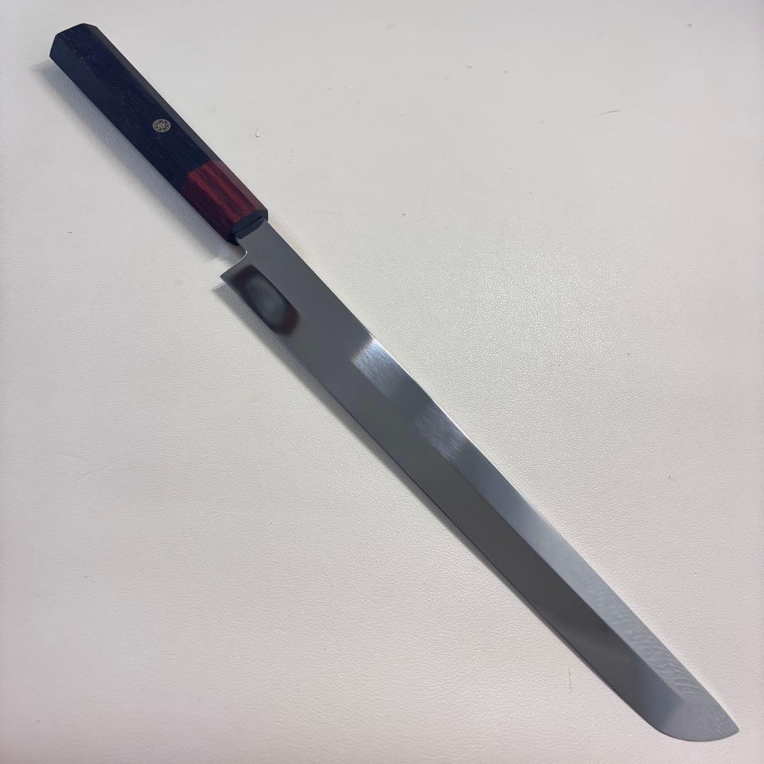 【鞘付き】270mm 先丸柳刃包丁鏡面 黒檀紫檀八角柄 刺身包丁 全鋼'•