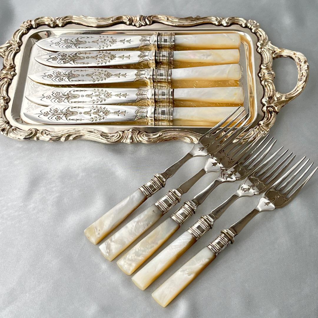 【ATKIN BROS】【白蝶貝】カトラリーセット ナイフ/フォーク 10本