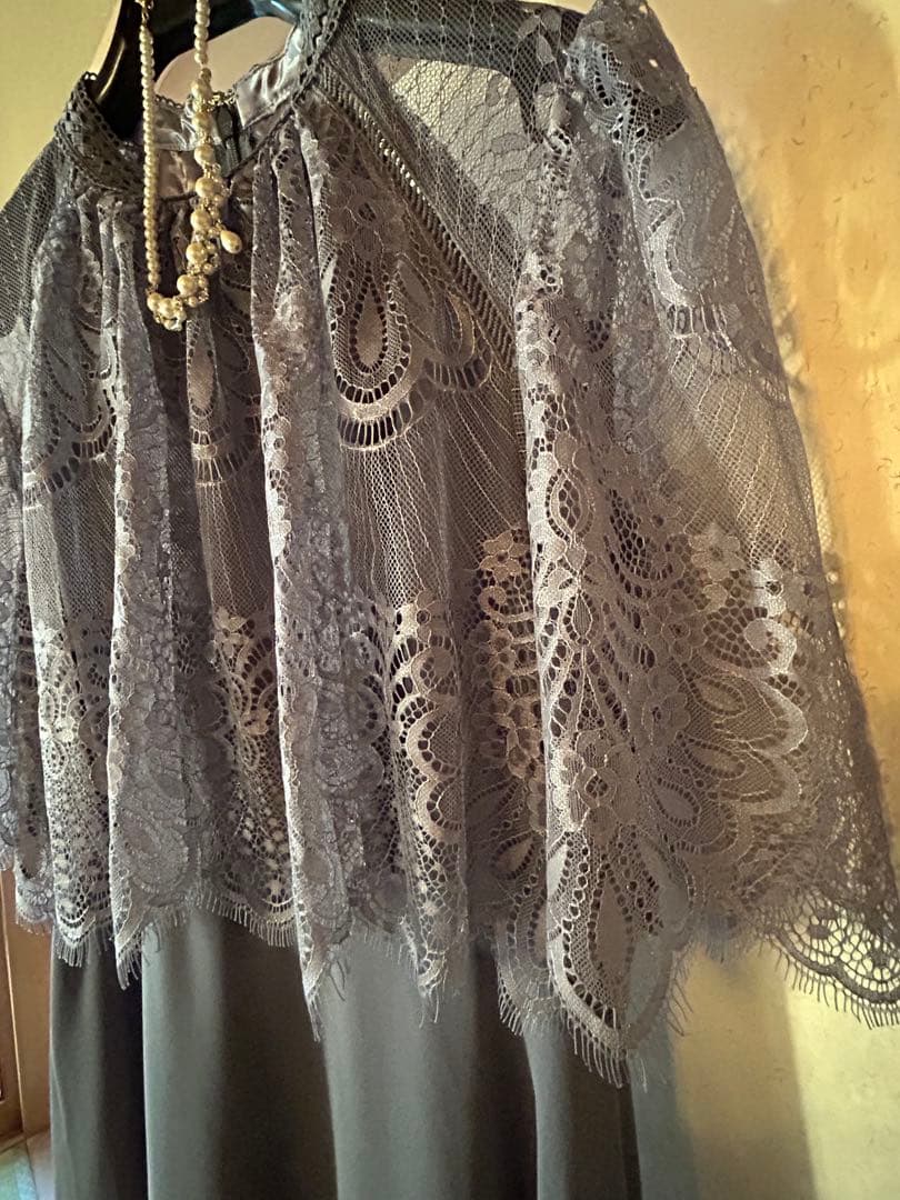 DorryDoll プチハイネックフレアレーススリーブフィッシュテールワンピース