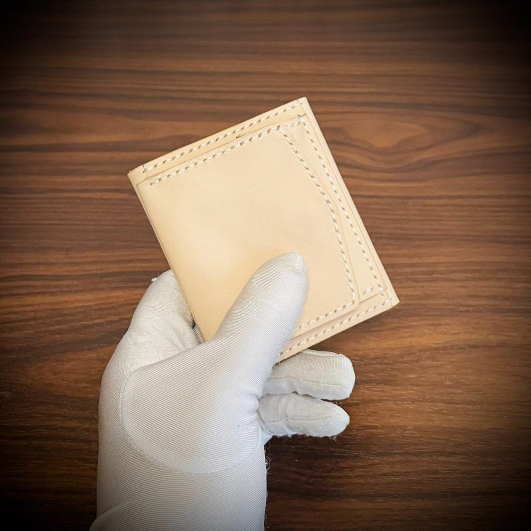 総手縫い メンズ財布 ミニ財布 小さい財布 本革 ハンドメイド ナチュラル