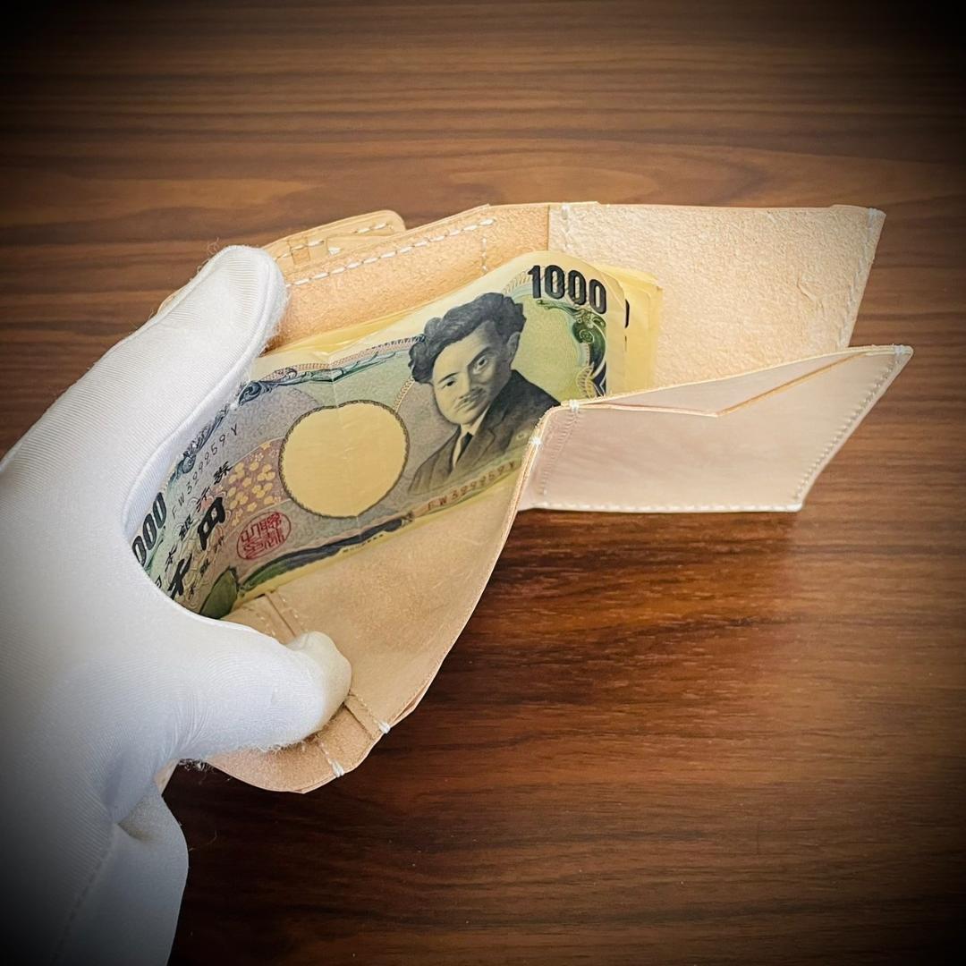 総手縫い メンズ財布 ミニ財布 小さい財布 本革 ハンドメイド ナチュラル