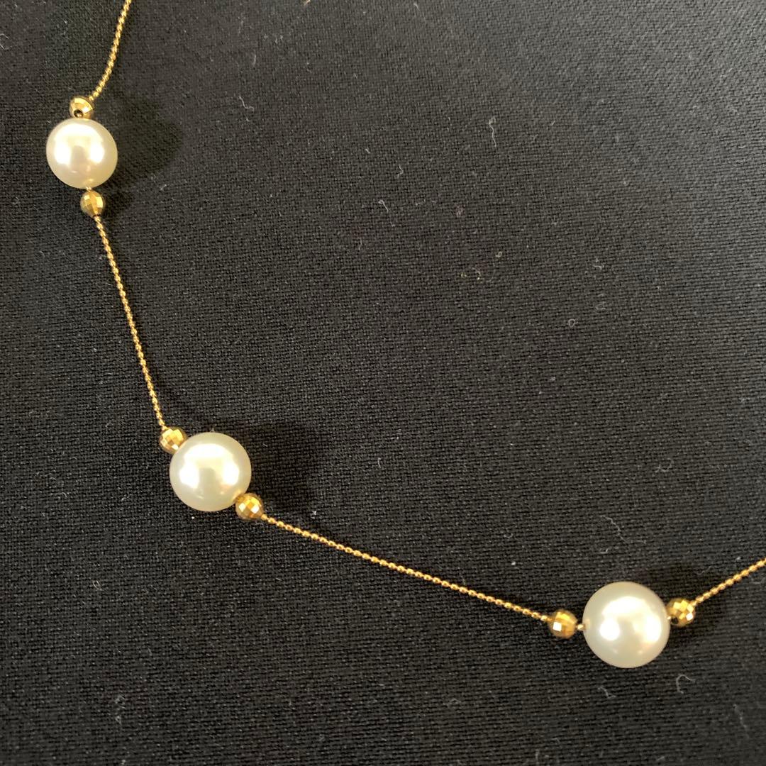 K18（YG） アコヤ真珠 デザインネックレス