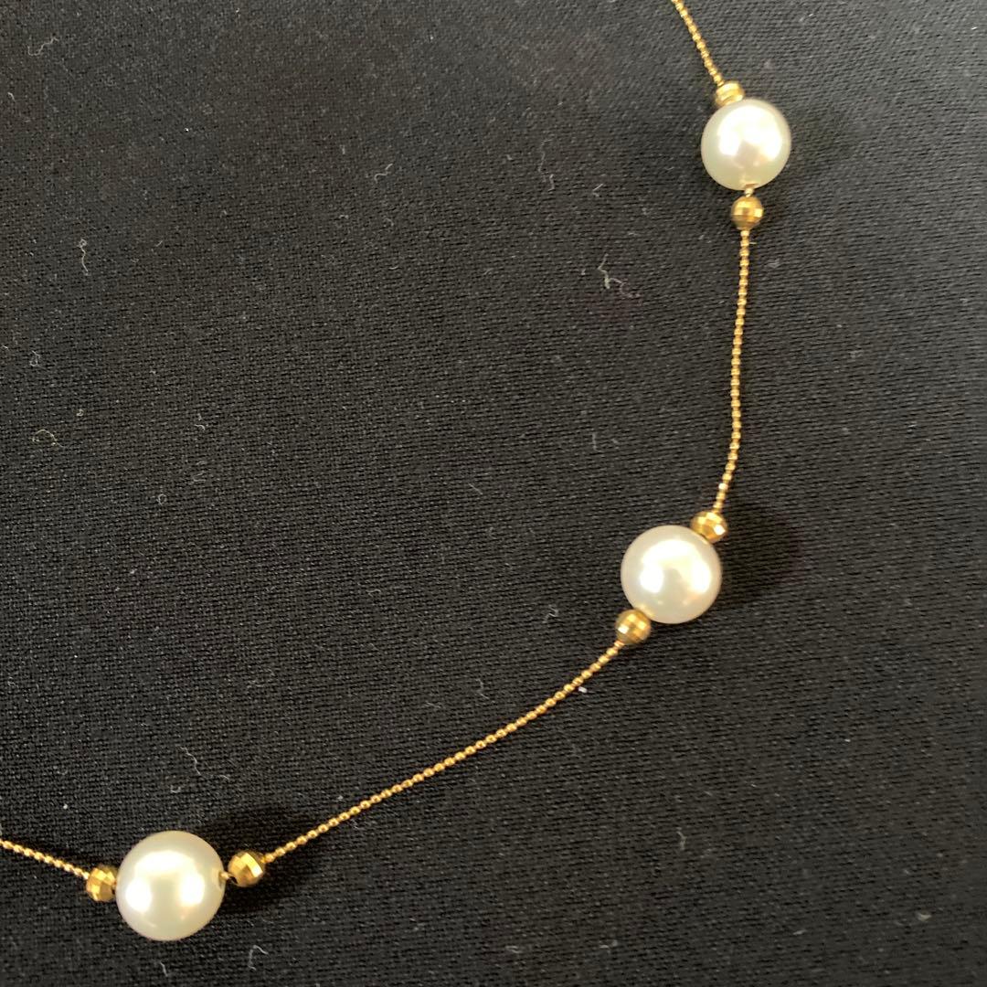 K18（YG） アコヤ真珠 デザインネックレス