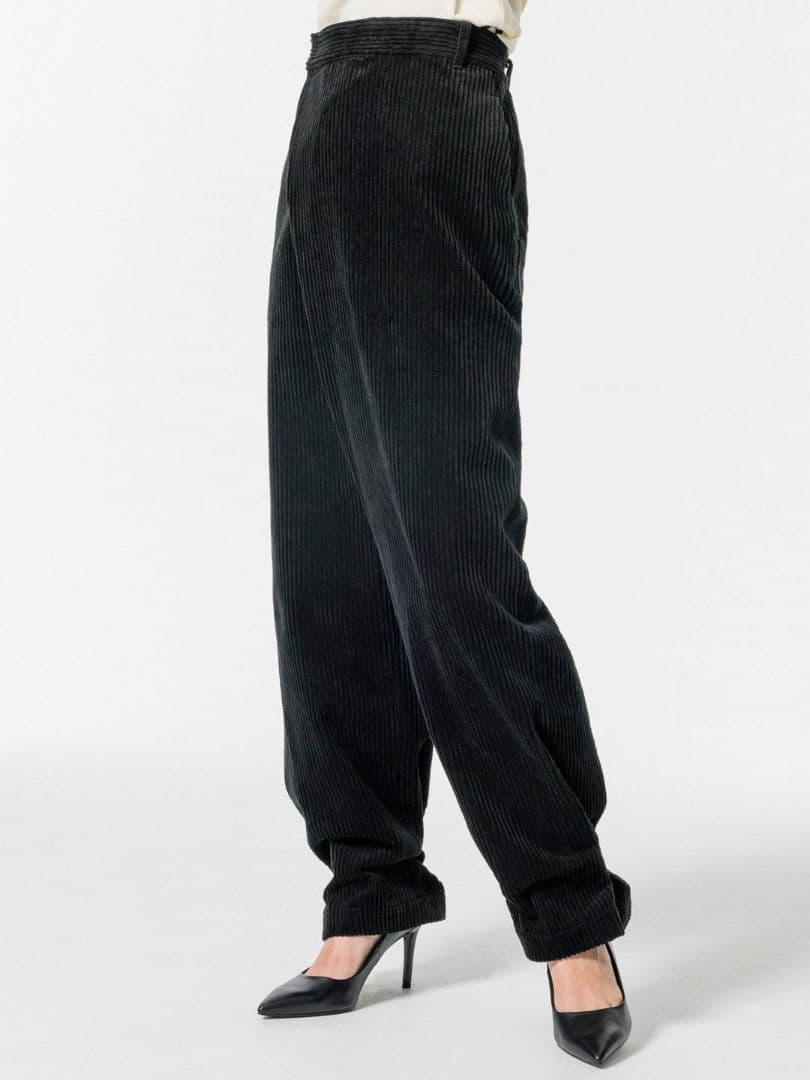 TEECHI (ティーチ)　コーデュロイ ワイドパンツ 黒　グルービーパンツ