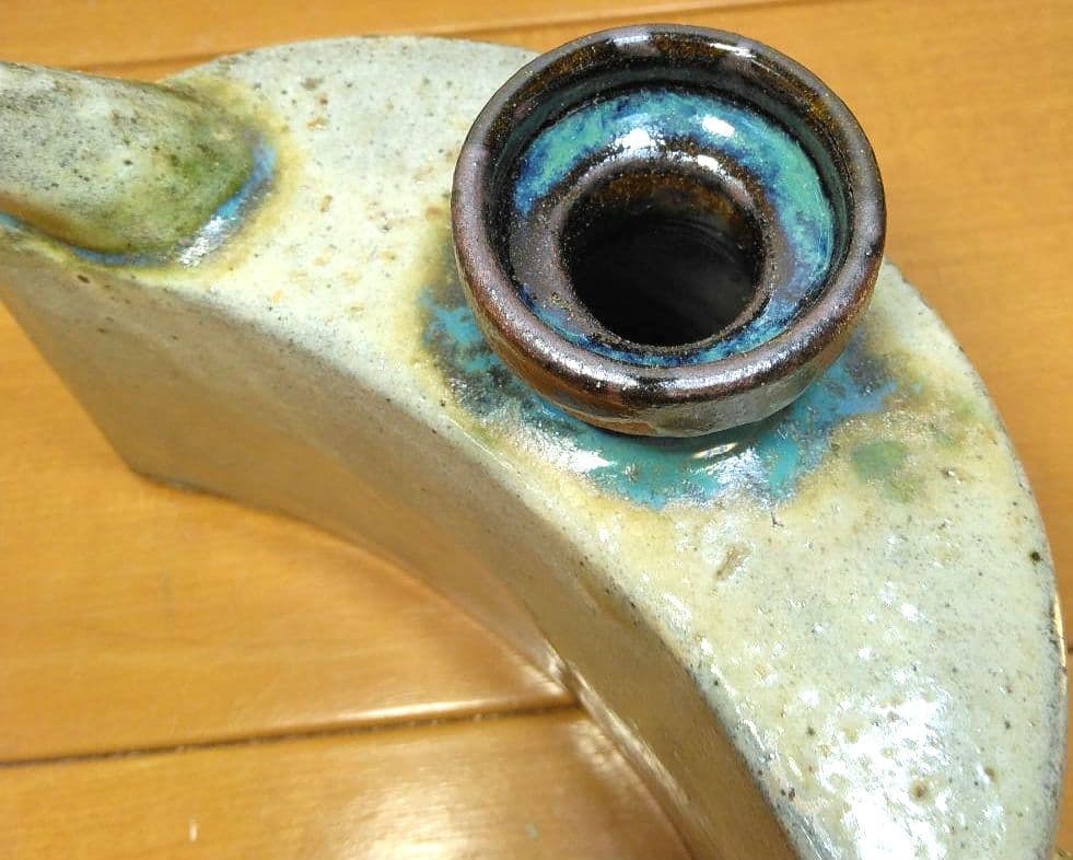 人間国宝 金城次郎 海老紋抱瓶 栞 共箱 美品 壺屋焼 壷屋焼 やちむん