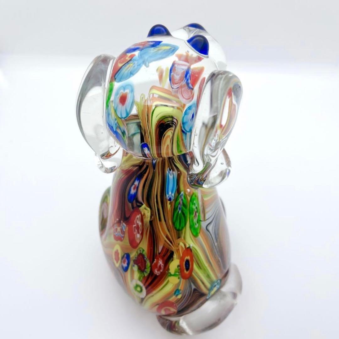 【希少】ヴェネチアンガラス ミルフィオリ 犬 置物 ムラーノガラス オブジェ