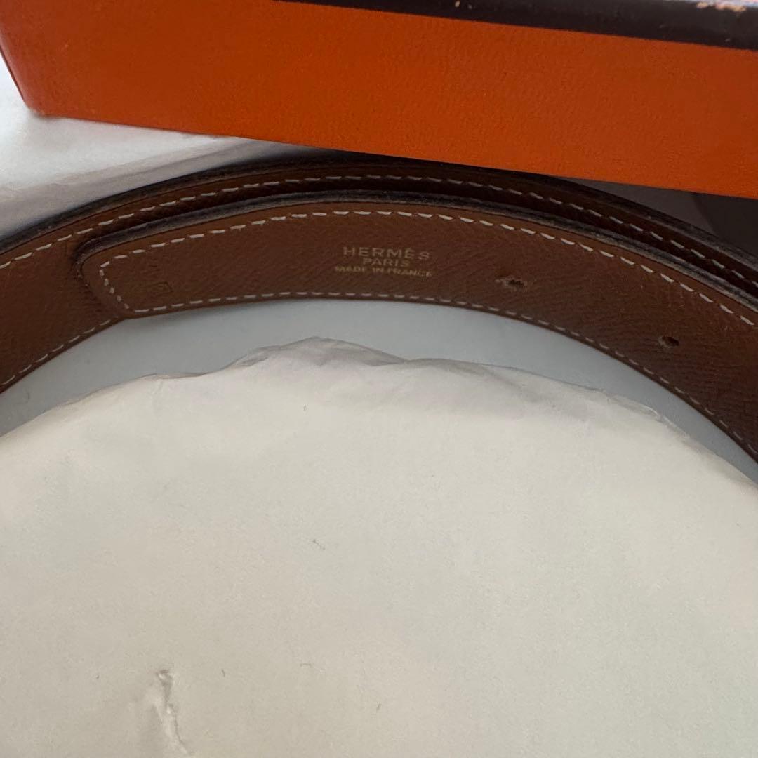 HERMES ブラックレザーベルト H型バックル　美品