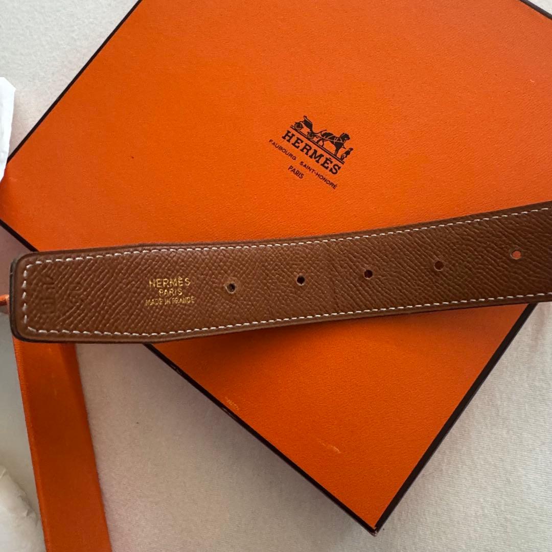 HERMES ブラックレザーベルト H型バックル　美品