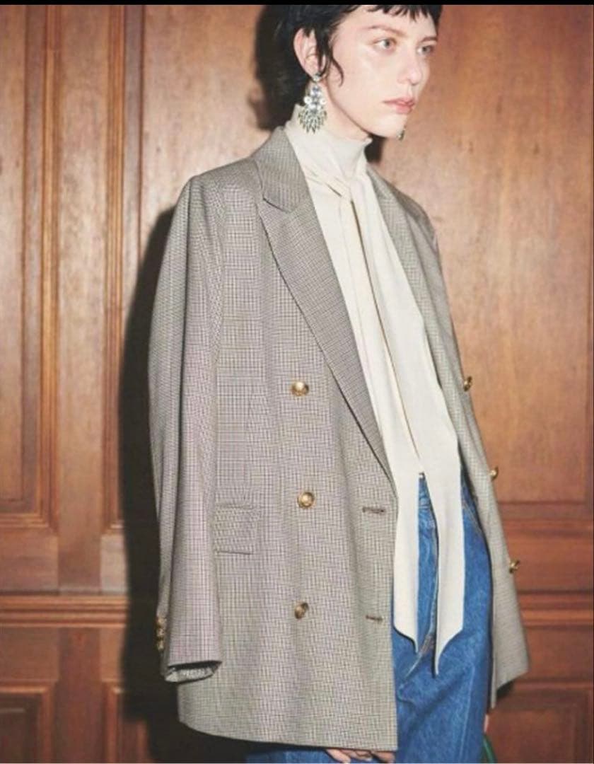 Mila Owen チェックダブルブレザージャケット