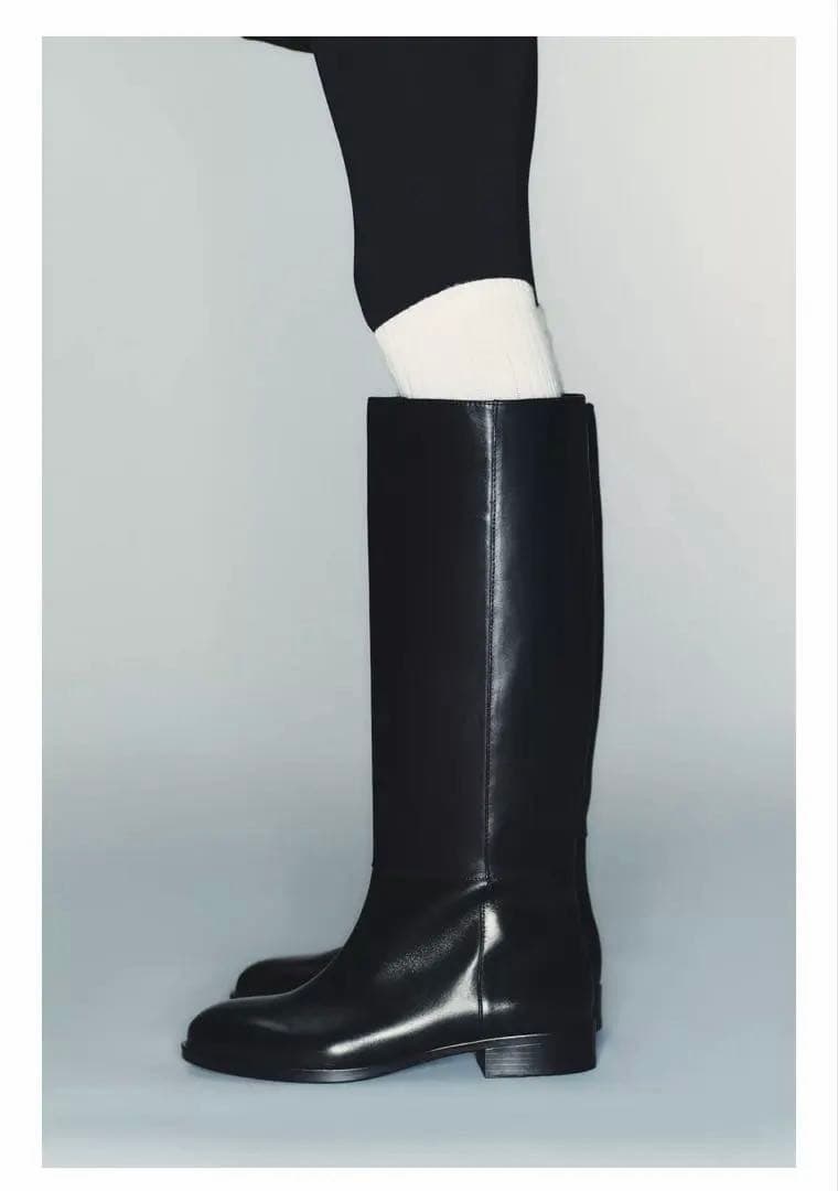 ZARA フラットリアルレザーブーツ 36 23.4㎝