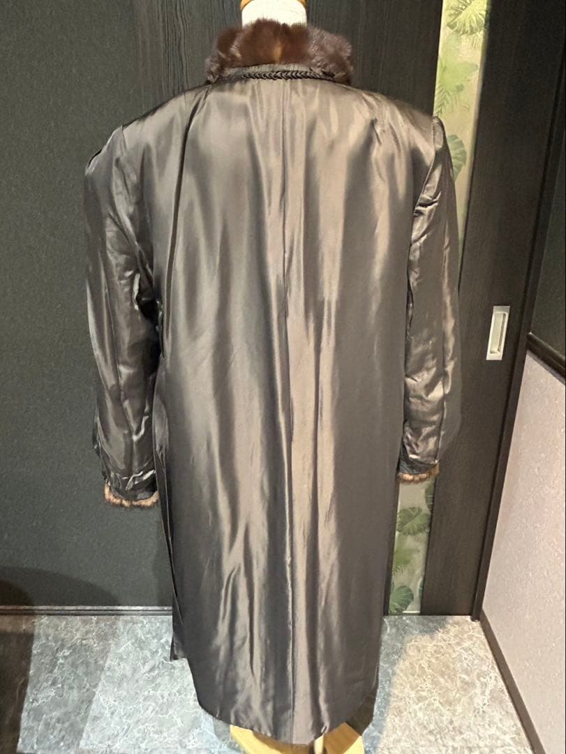 極美品ミンク毛皮ロングコート ブラウン 13