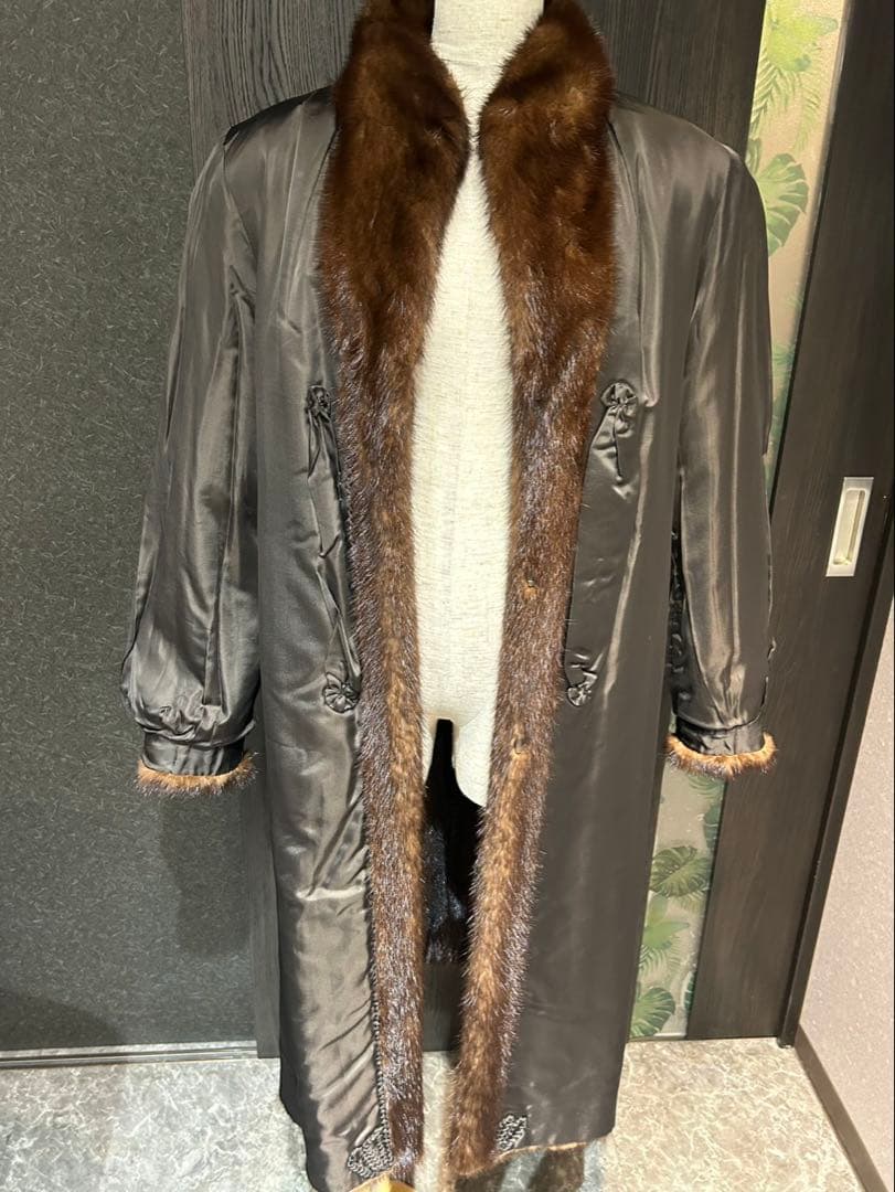 極美品ミンク毛皮ロングコート ブラウン 13