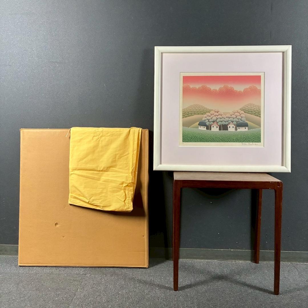 美品 イワン・ラブジン「日暮れ」シルクスクリーン 直筆サイン入り 額縁入り