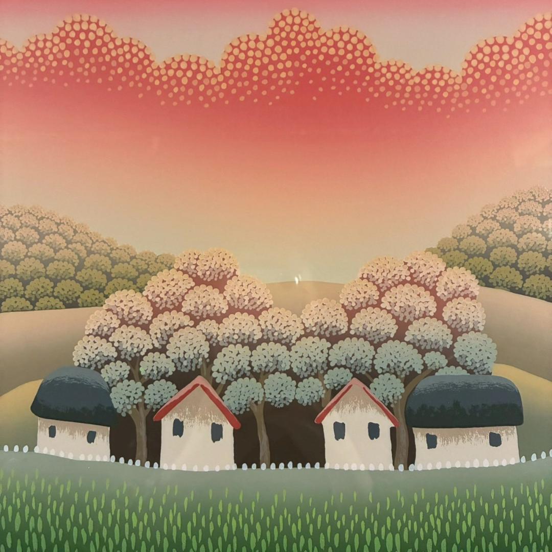 美品 イワン・ラブジン「日暮れ」シルクスクリーン 直筆サイン入り 額縁入り