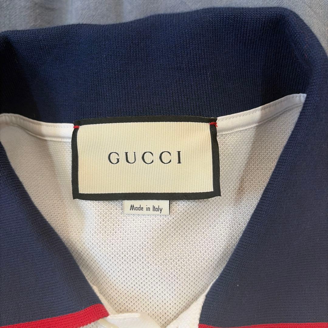 GUCCI ホワイト ポロシャツ ストライプ