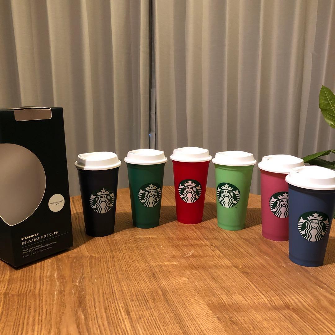 【6個】カラーチェンジング リユーザブル ホットカップ473ml