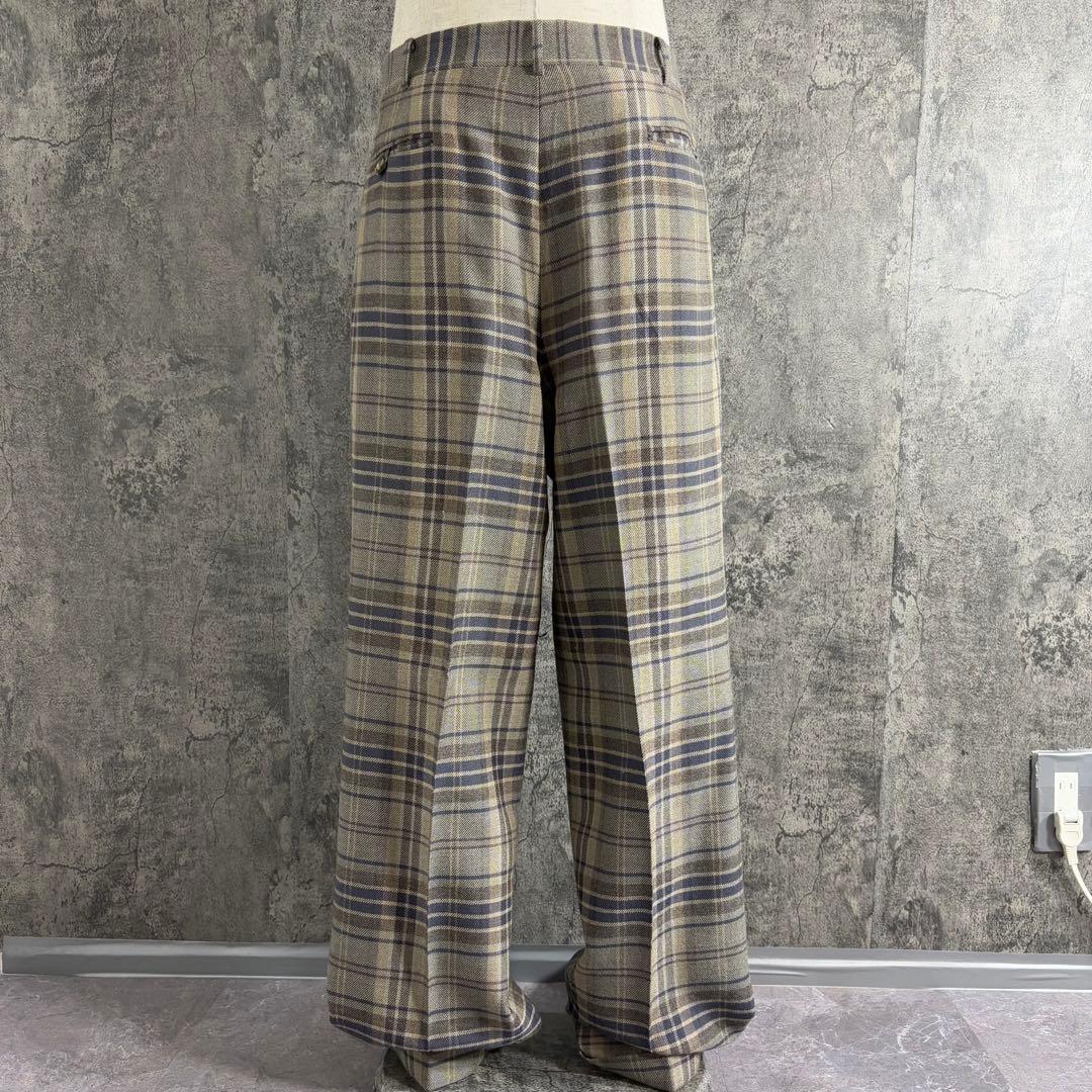 パンツ 90s Vintage wide check slacks wool gray