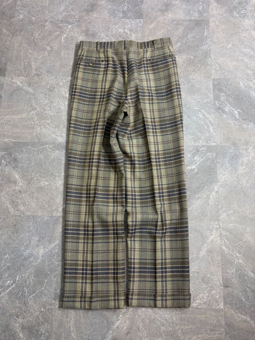 パンツ 90s Vintage wide check slacks wool gray
