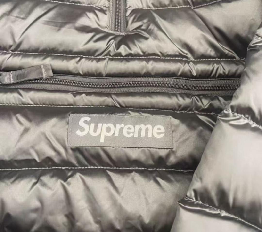 Supreme グレー ダウンジャケット フード付き M