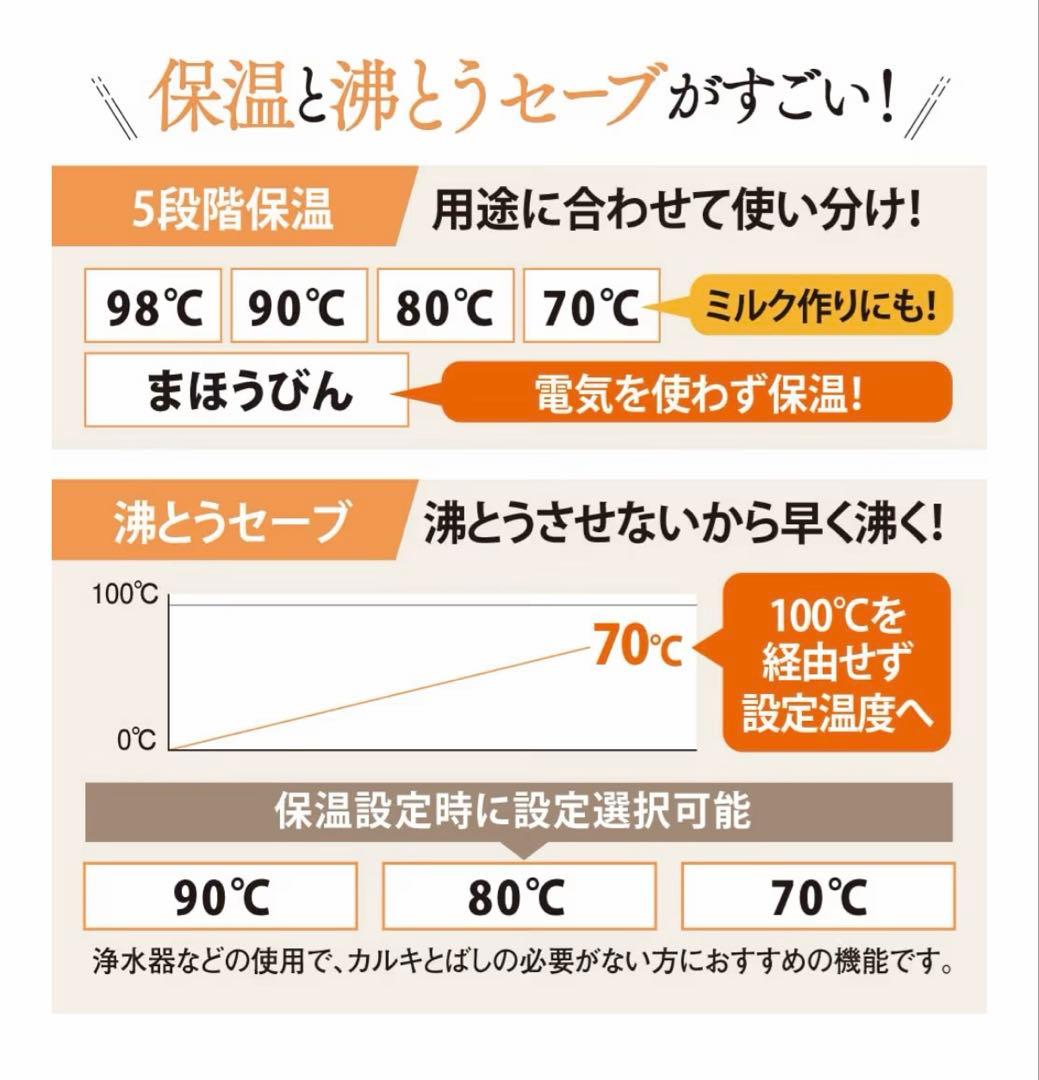 象印マホービン電気ポット2.2L 優湯生省エネ まほうびん5段階温度設定ブラウン