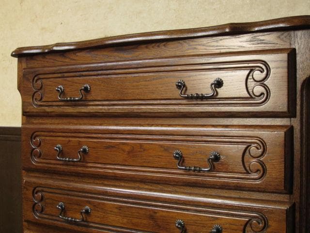 ルーマニア製 オーク材 猫脚 クラシック 6ドロアー 彫刻 チェスト/整理タンス