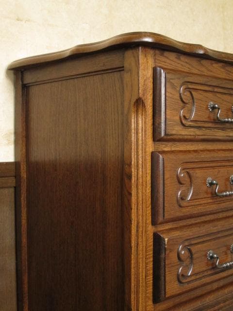 ルーマニア製 オーク材 猫脚 クラシック 6ドロアー 彫刻 チェスト/整理タンス