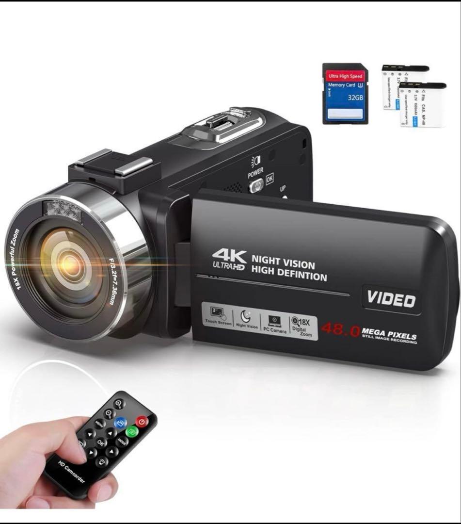 【美品】Keculbo ビデオカメラ 4K 48MP 30FPS18X