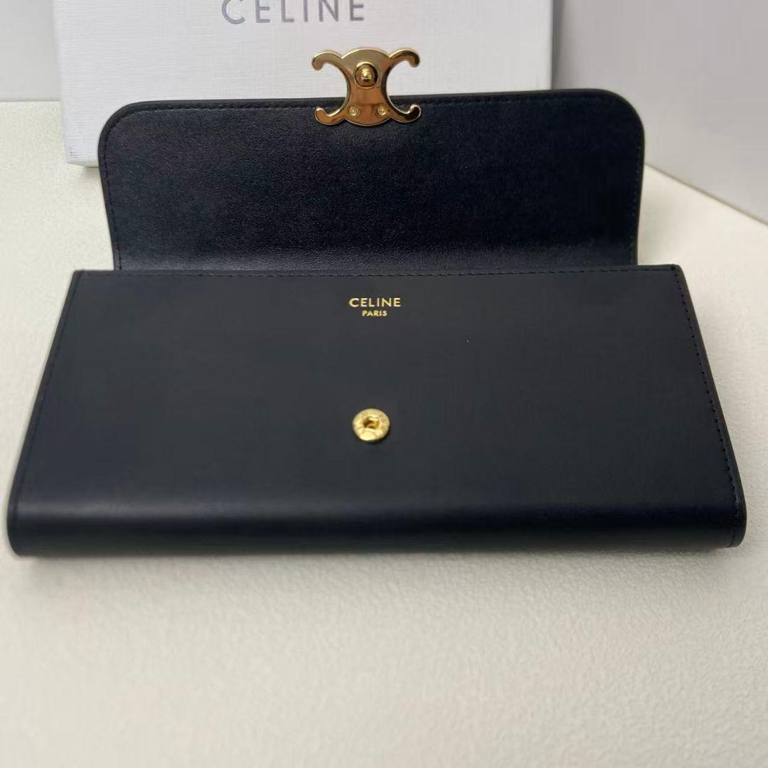 CELINE ブラック長財布 ゴールドロゴ