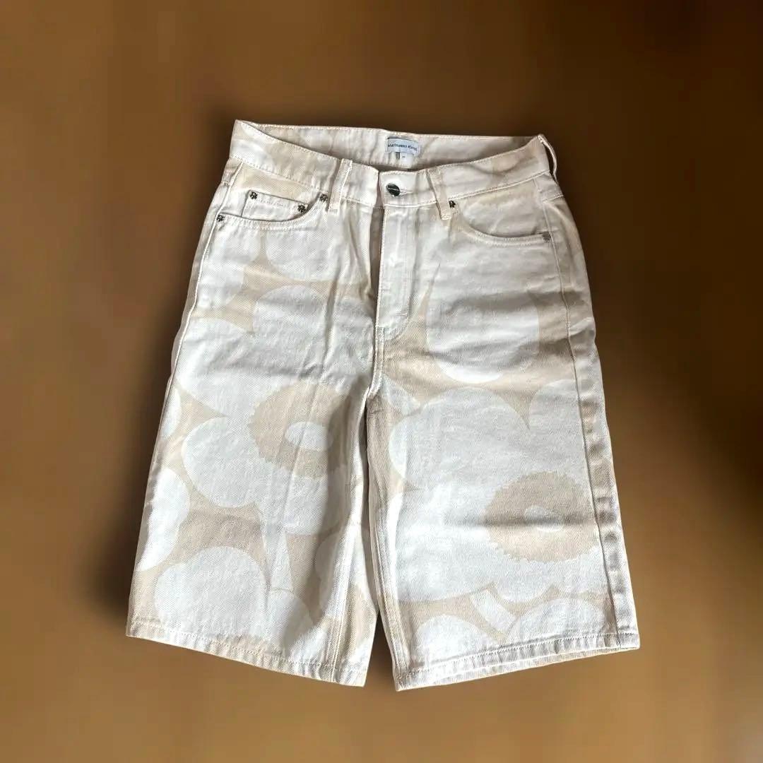 Marimekko 花柄デニムハーフパンツ Mサイズ