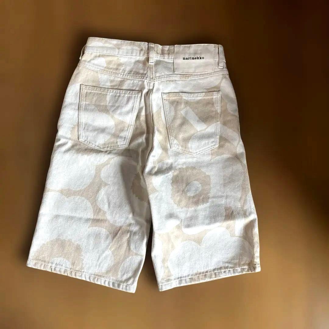 Marimekko 花柄デニムハーフパンツ Mサイズ