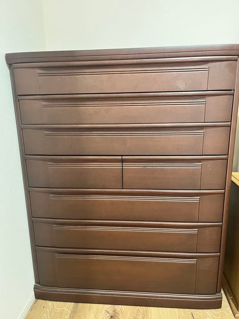 桐製ダークブラウン8段チェスト W1106