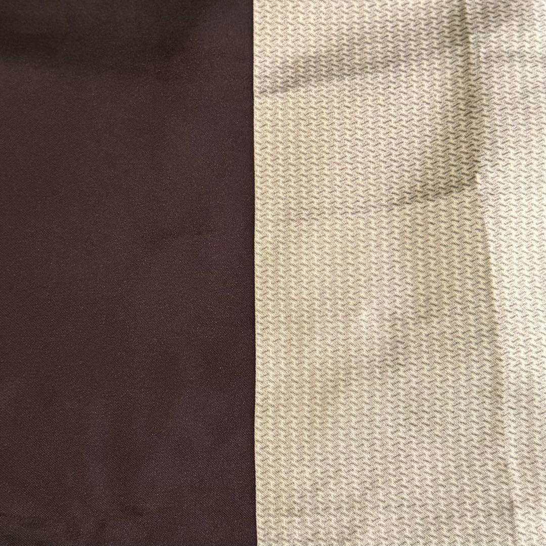 【美品】エルメス　HERMES シルク ストール ネイビー　グレー フリンジ付き