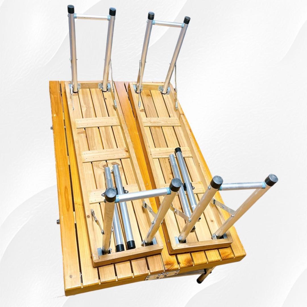 キャプテンスタッグ　アウトドア　折りたたみ　ベンチ テーブルセット　木製♪