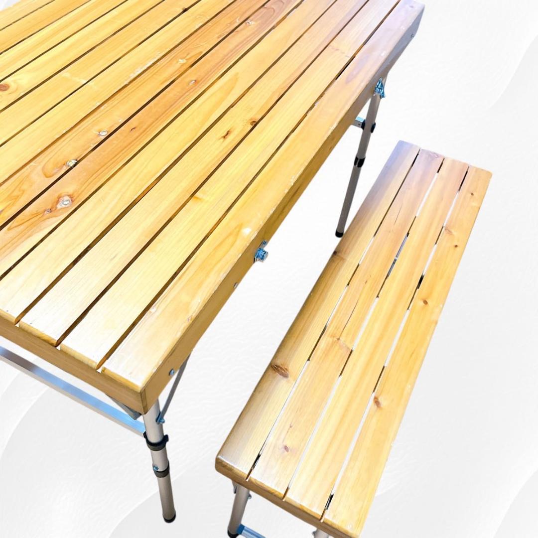 キャプテンスタッグ　アウトドア　折りたたみ　ベンチ テーブルセット　木製♪