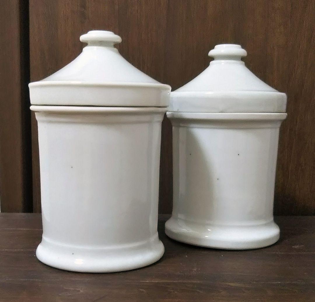 【希少】古い白磁の軟膏壺 薬瓶 ２つ アンティーク