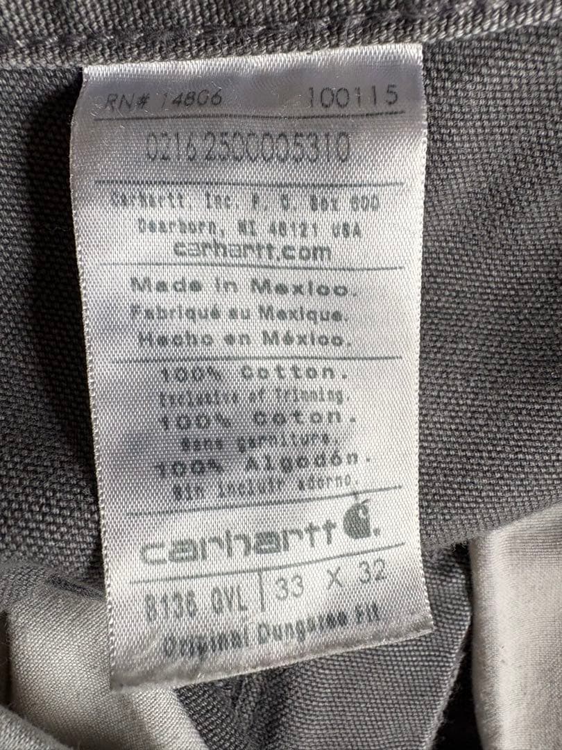 CarharttダブルニーグレーB136 GVL W33L32