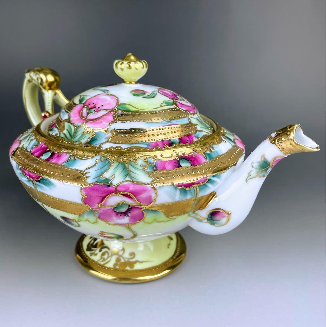 【大き目】オールドノリタケ 花紋 ティーポット アールヌーボー アールデコ