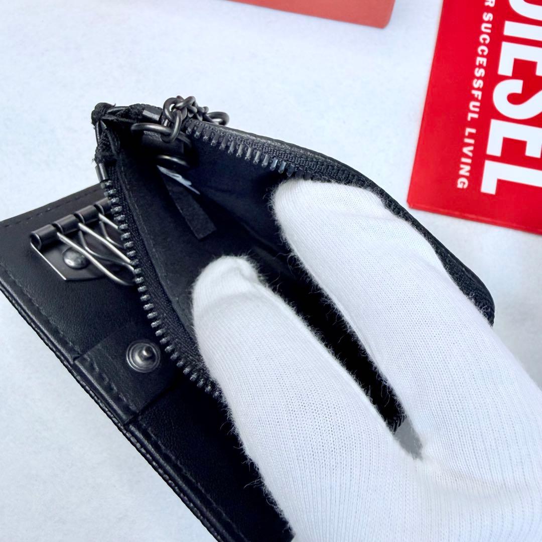 新品未使用 ディーゼル Lジップキー キーケース ケース レザー ブラック