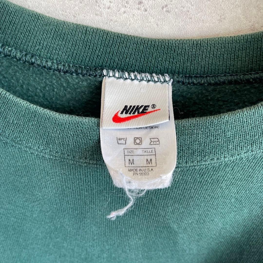 NIKE 銀タグ 90s アメリカ製 スウェット 刺繍ロゴ 1番人気 カーキ 緑