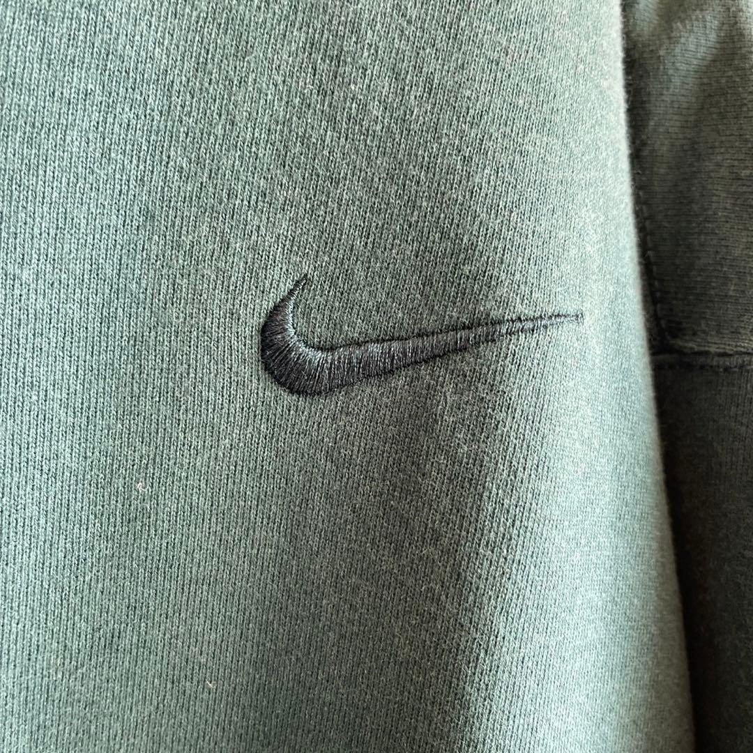 NIKE 銀タグ 90s アメリカ製 スウェット 刺繍ロゴ 1番人気 カーキ 緑