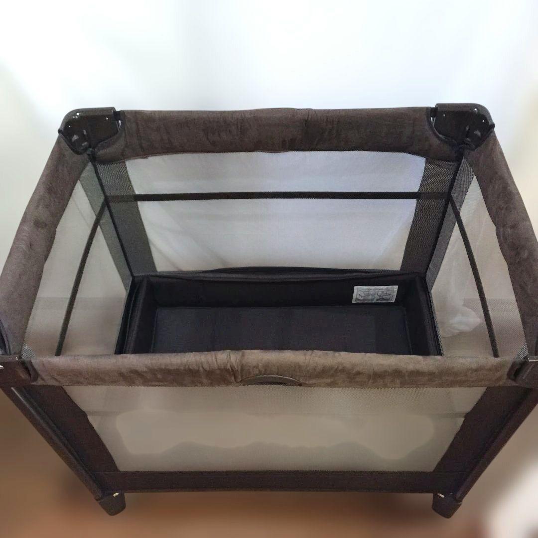 極美品 Aprica ココネルエアー プラス ベビーベッド ブラウン 折り畳み