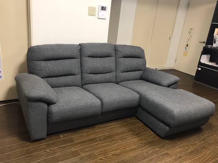 ニトリ 布張りハイバックカウチソファ ダークグレー