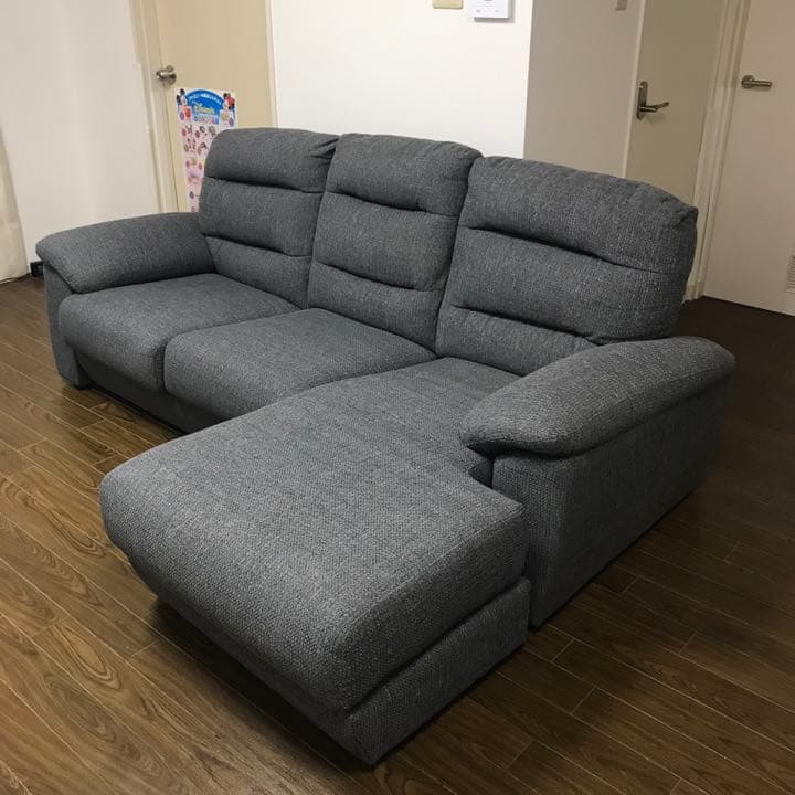 ニトリ 布張りハイバックカウチソファ ダークグレー