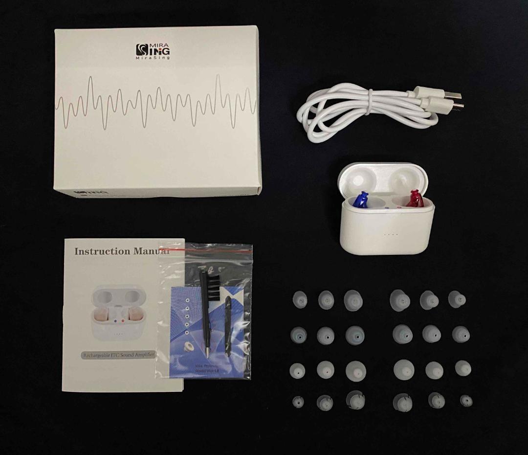 （訳あり品）USB充電式 小さい耳穴集音器　両耳セット　高音質　回転ボリューム付