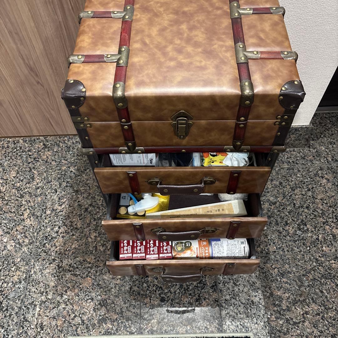 トランク型収納ボックス ブラウン