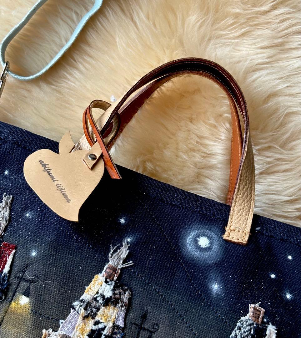 (手づくり)\"海の見える街\"ショルダートートバッグ刺繍アップリケ