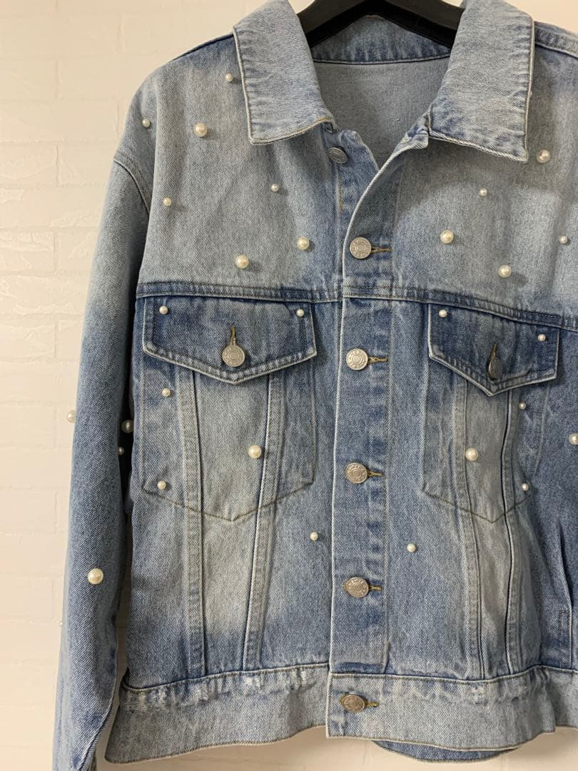 新品　アナナ パール装飾 デニムジャケット　M イシカワラボ