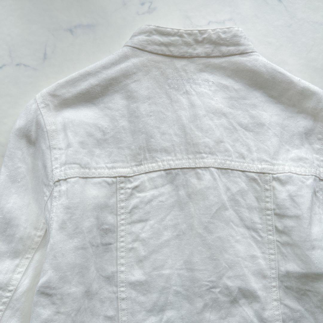 Hands　of　creation リネン デニムスタンドカラーGジャン 白