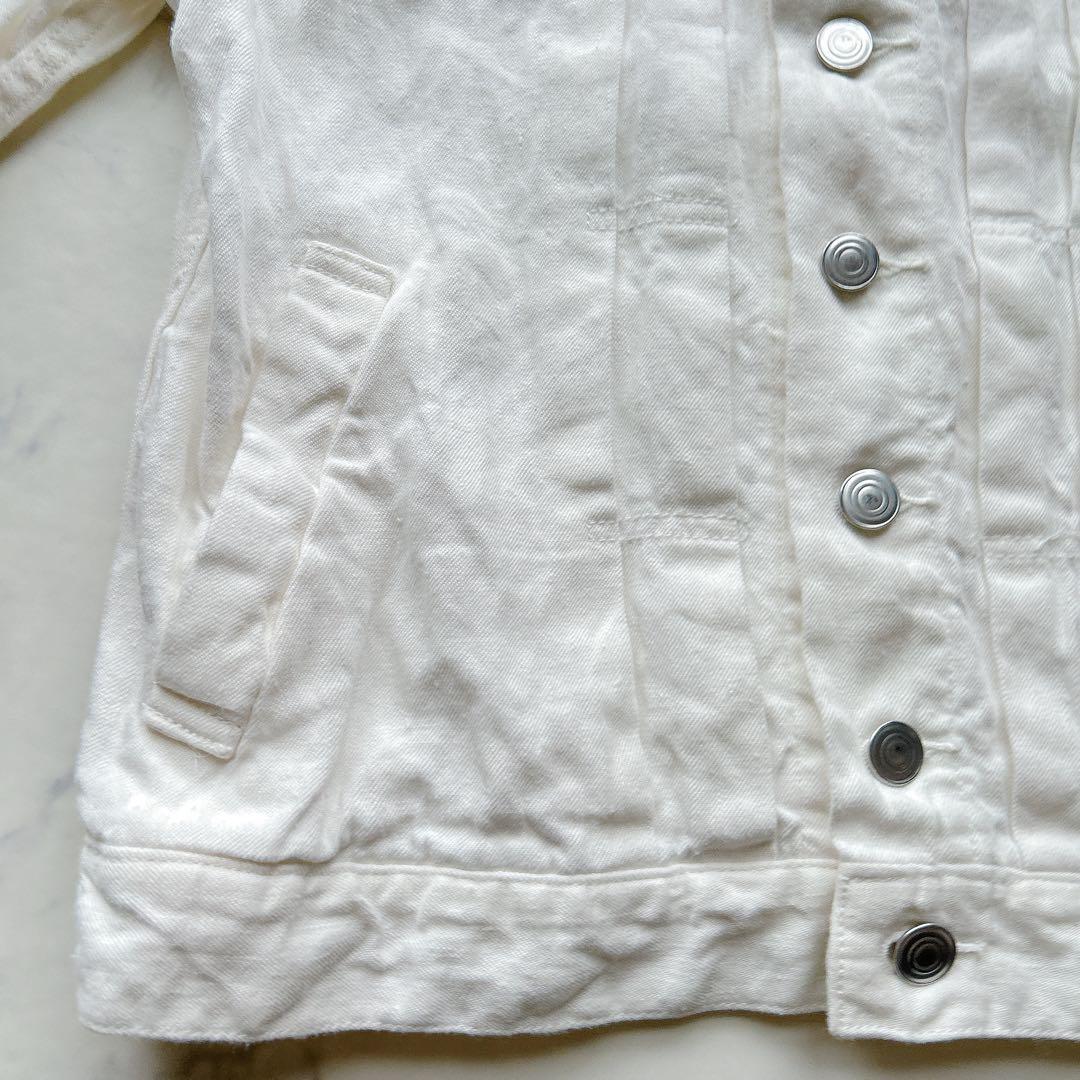 Hands　of　creation リネン デニムスタンドカラーGジャン 白