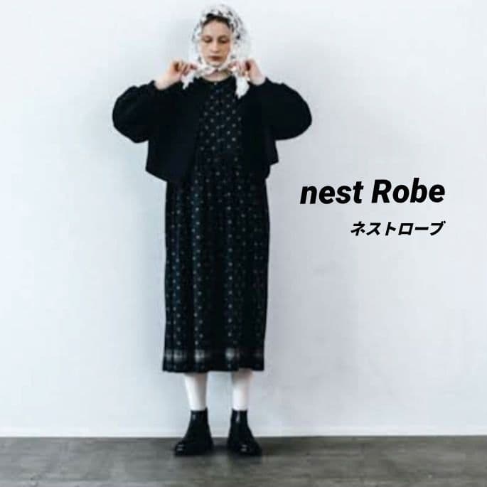 ネストローブ　コットン　シルク　プリント　ワンピース